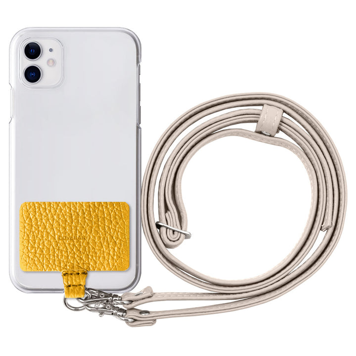 Clear case genuine leather 32 colors Italian shrink leather holder set & shoulder strap included back case