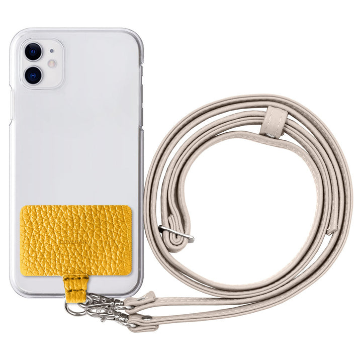 Clear case genuine leather 32 colors Italian shrink leather holder set & shoulder strap included back case iPhone series