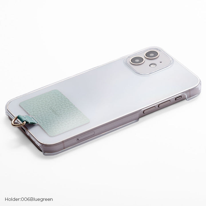 Clear case genuine leather 32 colors Italian shrink leather holder set & shoulder strap included back case