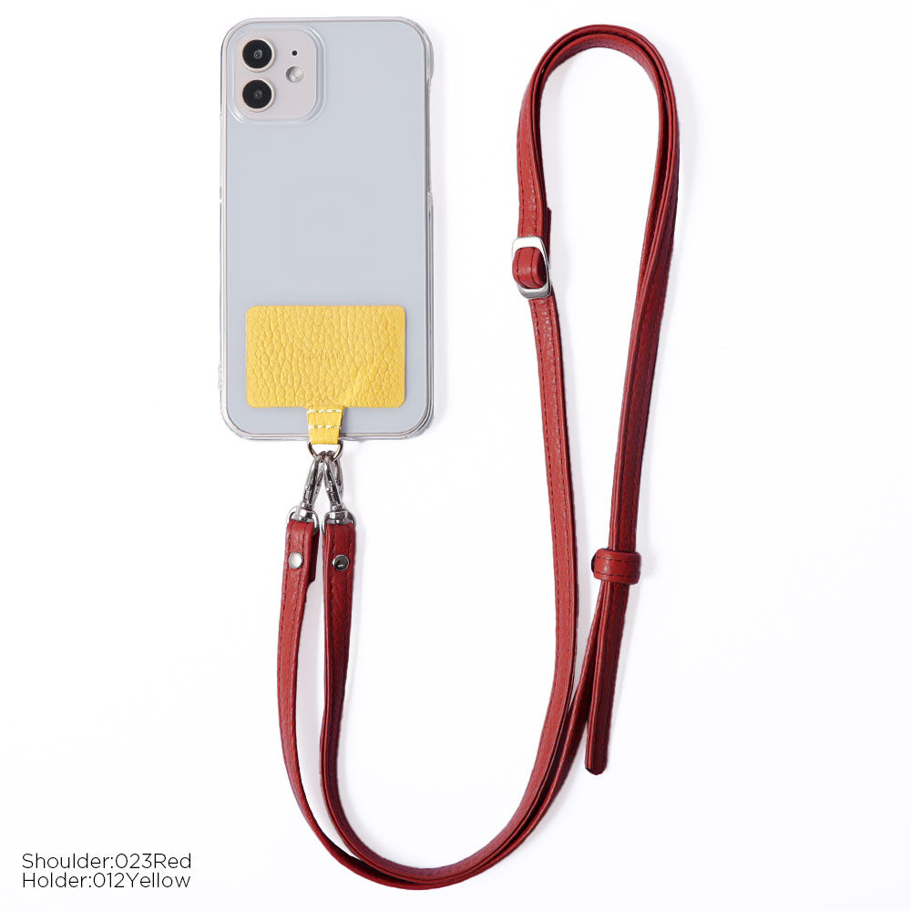 Clear case genuine leather 32 colors Italian shrink leather holder set & shoulder strap included back case