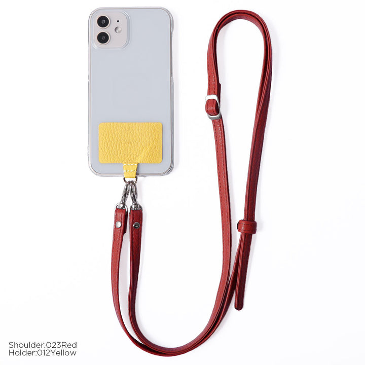 Clear case genuine leather 32 colors Italian shrink leather holder set & shoulder strap included back case AQUOS series