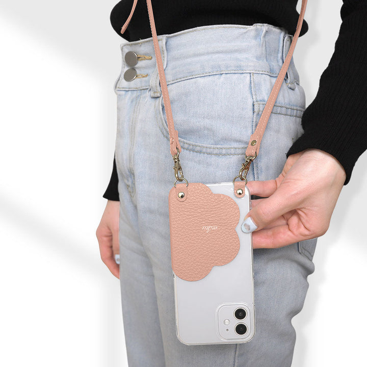 Clear Case Genuine Leather 32 Colors Italian Shrink Leather Motif Cut Leather Printed Name With Shoulder Strap Back Case Galaxy Series