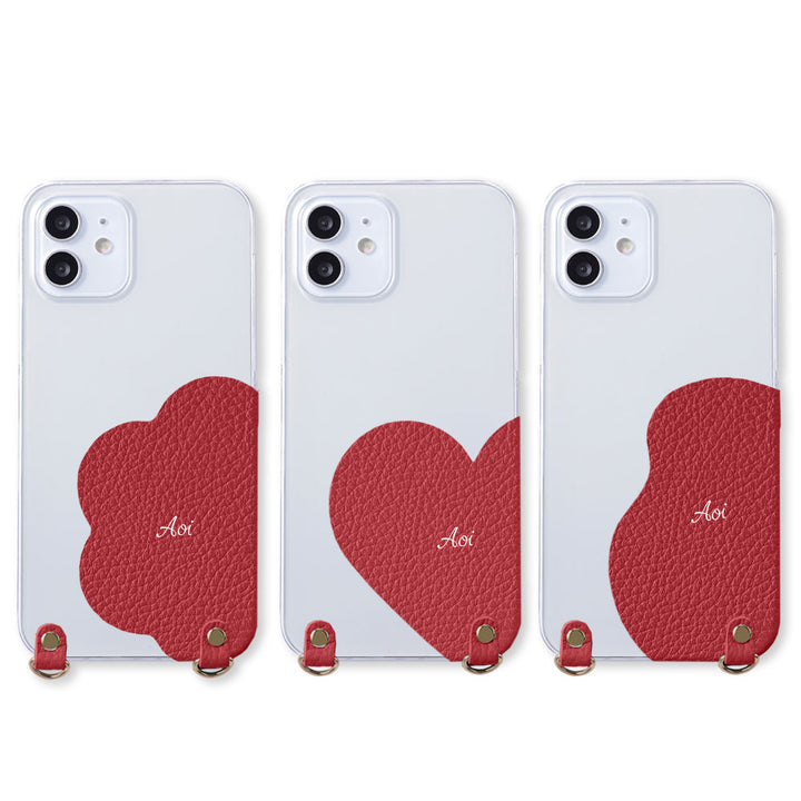 Étui transparent en cuir véritable 32 couleurs cuir italien grainé cuir découpé motif nom imprimé avec bandoulière coque arrière série Xperia