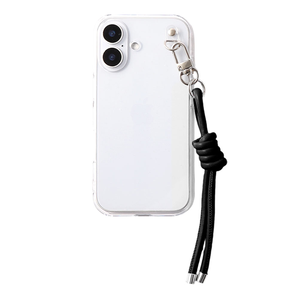 クリアケース ヴィーガンレザー 網紐チャーム1 背面ケース