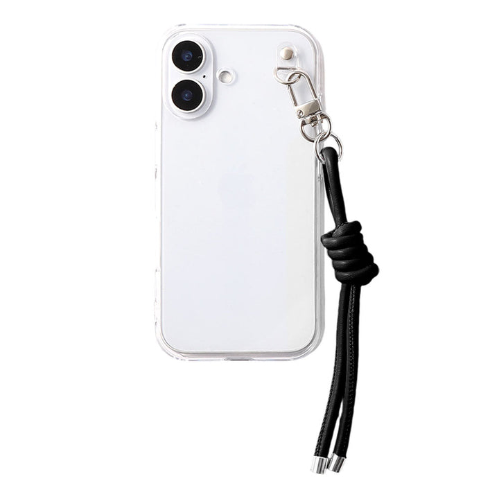 クリアケース ヴィーガンレザー 網紐チャーム1 背面ケース