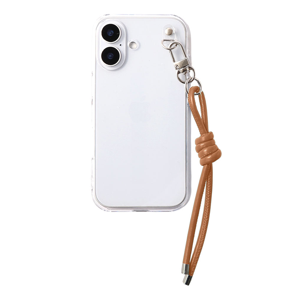 クリアケース ヴィーガンレザー 網紐チャーム1 背面ケース