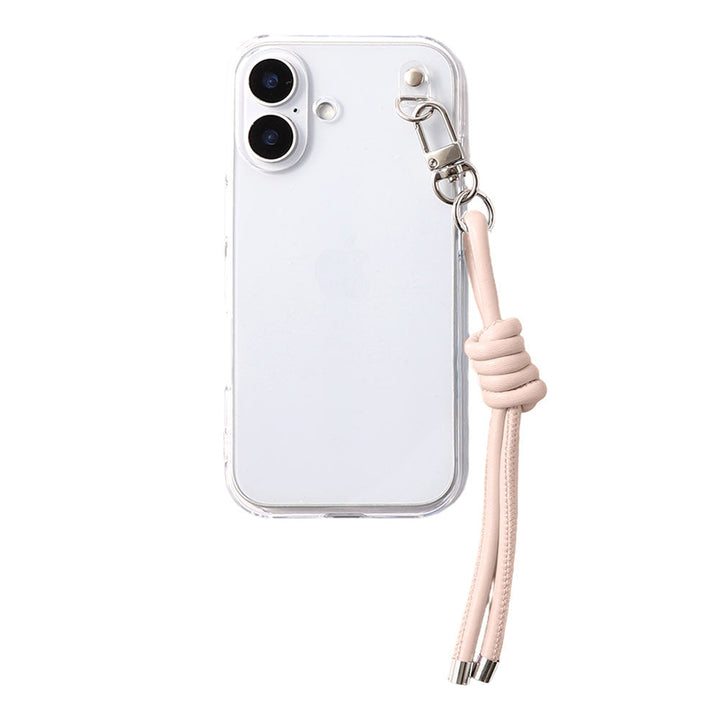 クリアケース ヴィーガンレザー 網紐チャーム1 背面ケース