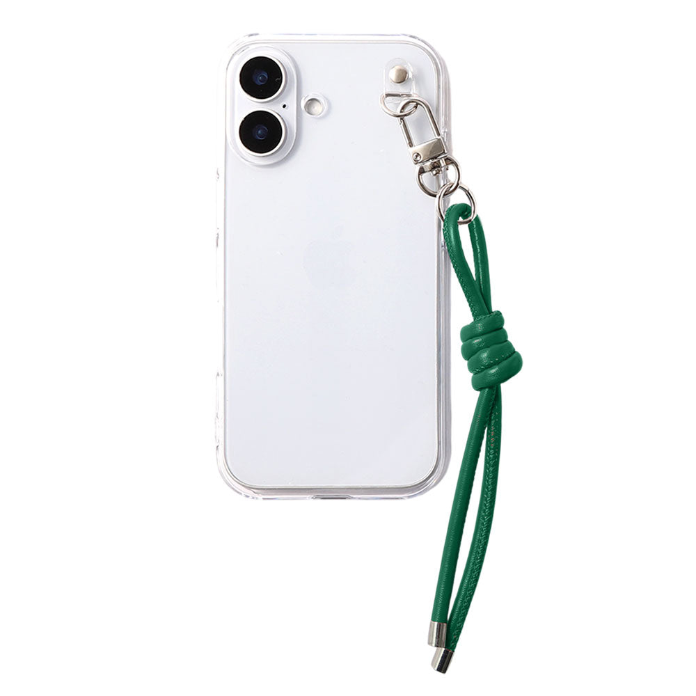 クリアケース ヴィーガンレザー 網紐チャーム1 背面ケース