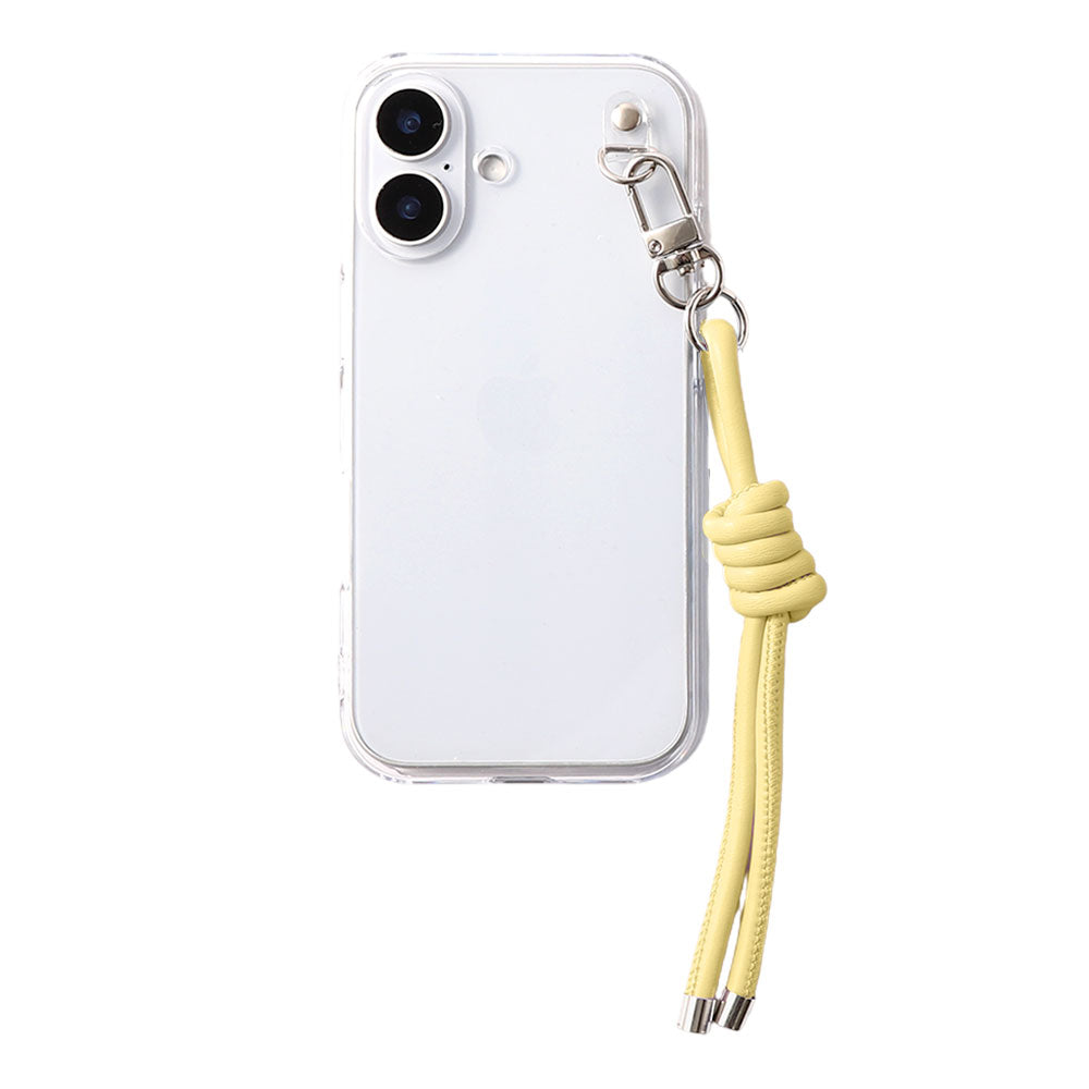 クリアケース ヴィーガンレザー 網紐チャーム1 背面ケース