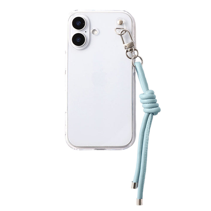 クリアケース ヴィーガンレザー 網紐チャーム1 背面ケース