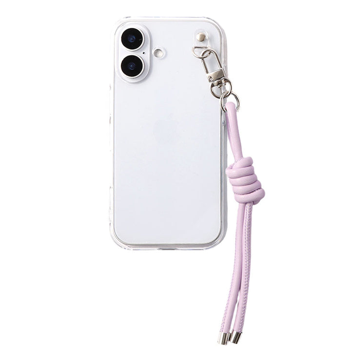 クリアケース ヴィーガンレザー 網紐チャーム1 背面ケース