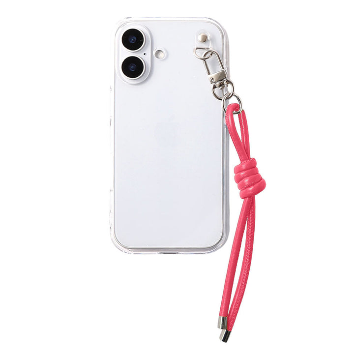 クリアケース ヴィーガンレザー 網紐チャーム1 背面ケース