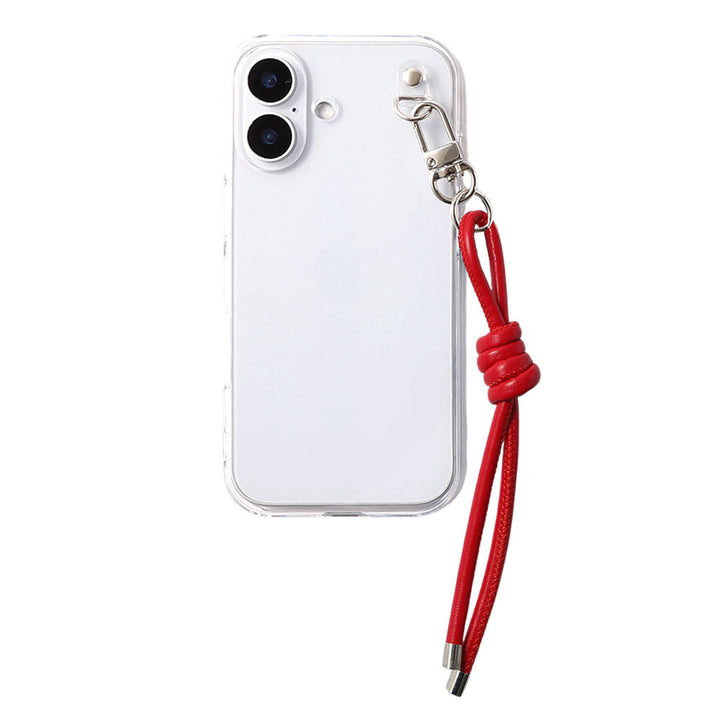 クリアケース ヴィーガンレザー 網紐チャーム1 背面ケース