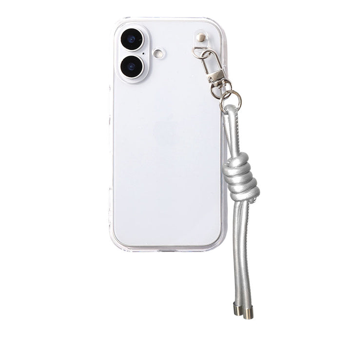 クリアケース ヴィーガンレザー 網紐チャーム1 背面ケース