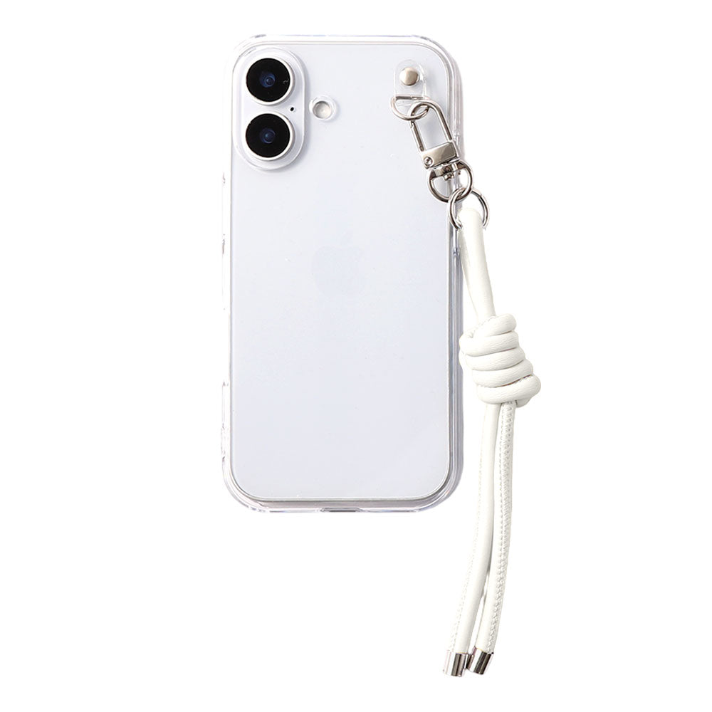 クリアケース ヴィーガンレザー 網紐チャーム1 背面ケース