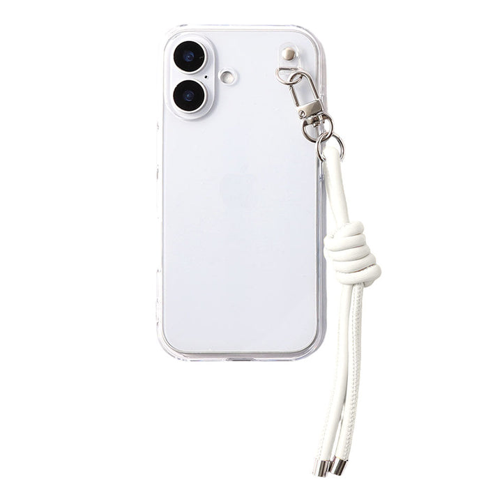 クリアケース ヴィーガンレザー 網紐チャーム1 背面ケース