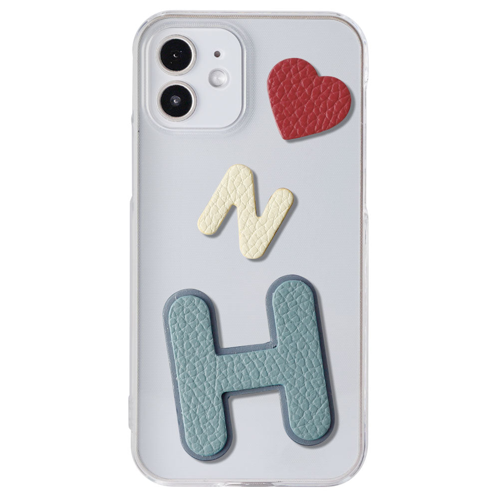 Clear case genuine leather Italian shrink leather 3-piece set with patches back case AQUOS series