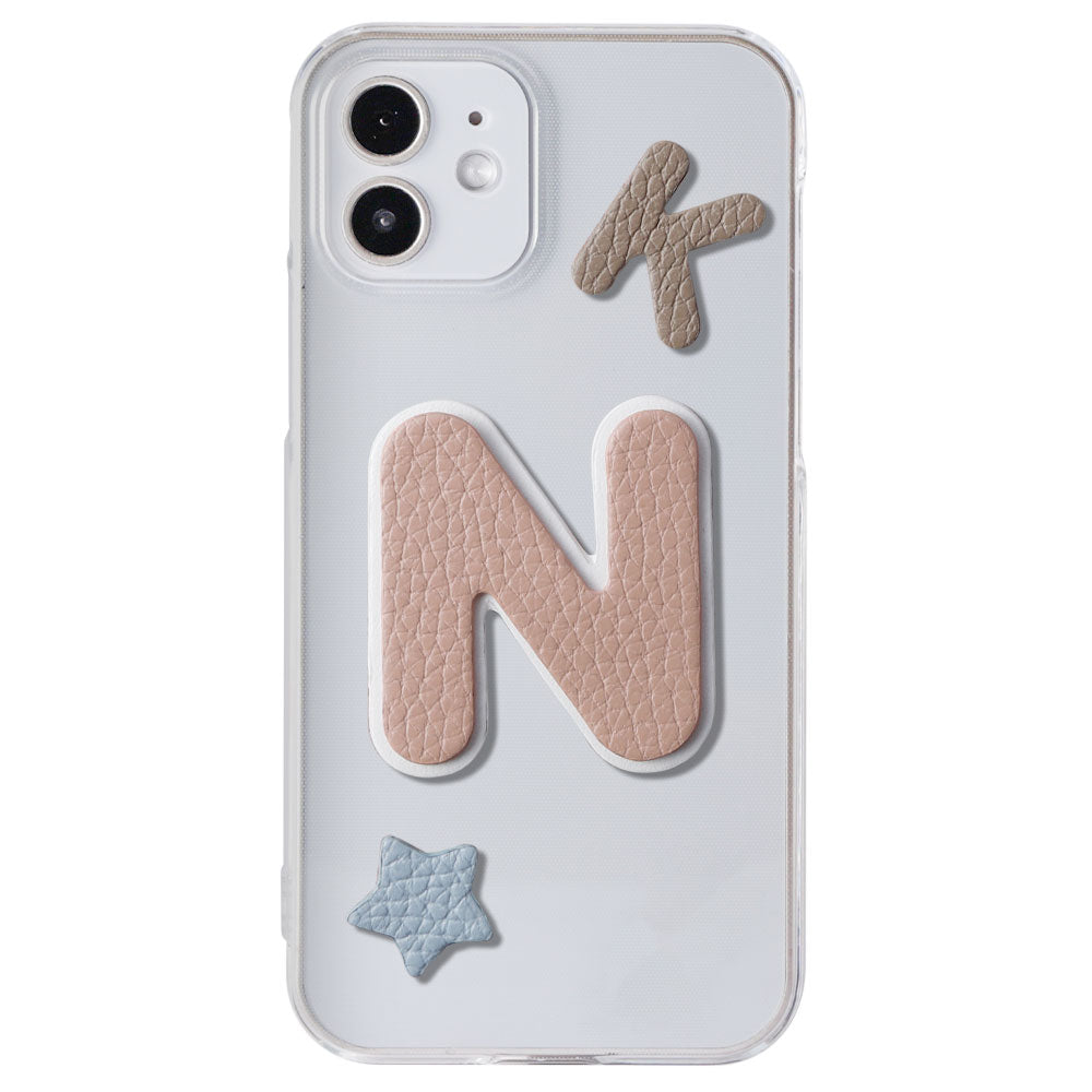 Clear case genuine leather Italian shrink leather 3-piece set with patches back case AQUOS series