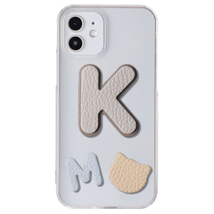 Étui transparent en cuir véritable en cuir italien grainé, ensemble de 3 types avec écusson, étui arrière pour la série iPhone