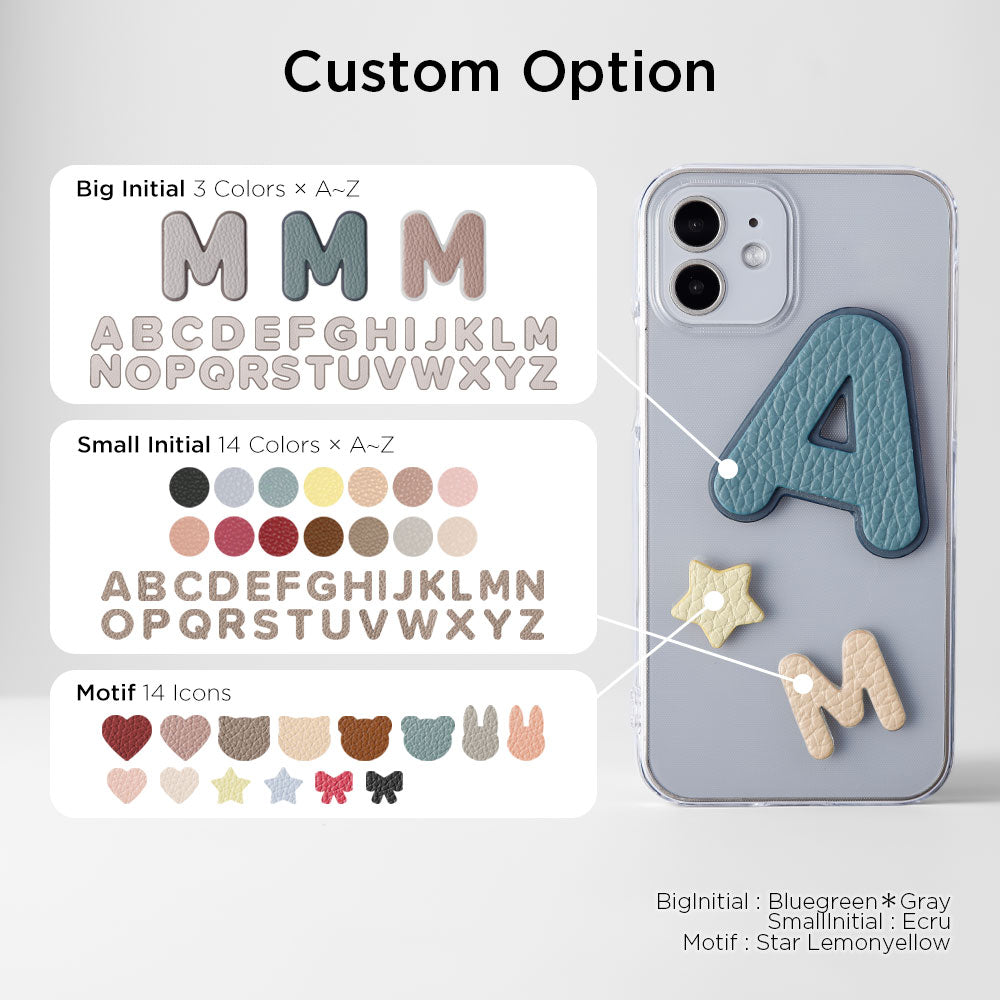 Clear case genuine leather Italian shrink leather 3-piece set with patches back case AQUOS series