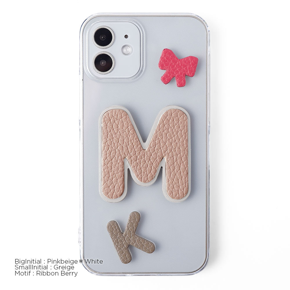 Clear case genuine leather Italian shrink leather 3-piece set with patches back case AQUOS series