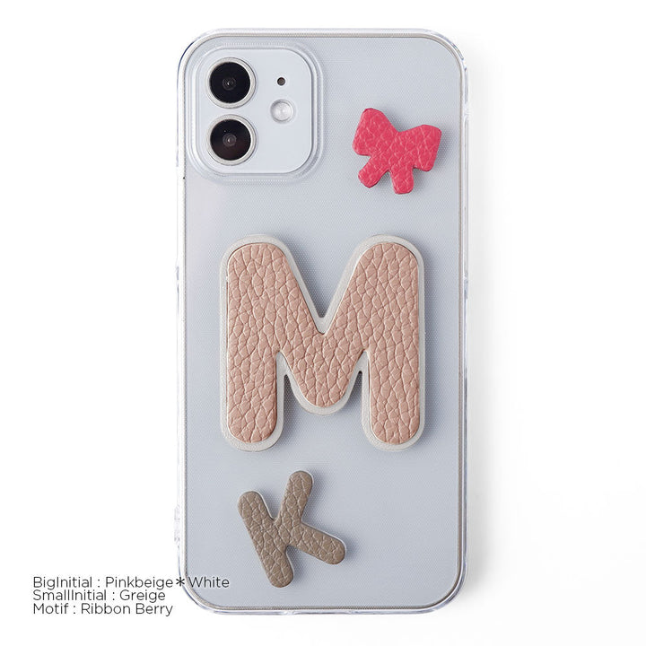 Clear case genuine leather Italian shrink leather 3-piece set with patches back case AQUOS series