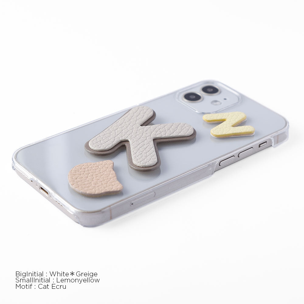 Clear case genuine leather Italian shrink leather 3-piece set with patches back case AQUOS series