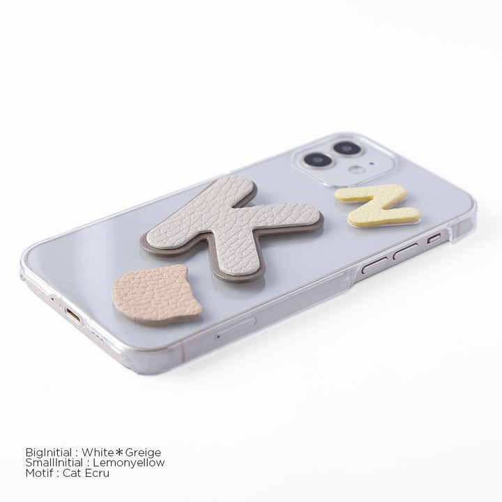 Clear case genuine leather Italian shrink leather 3-piece set with patches back case AQUOS series