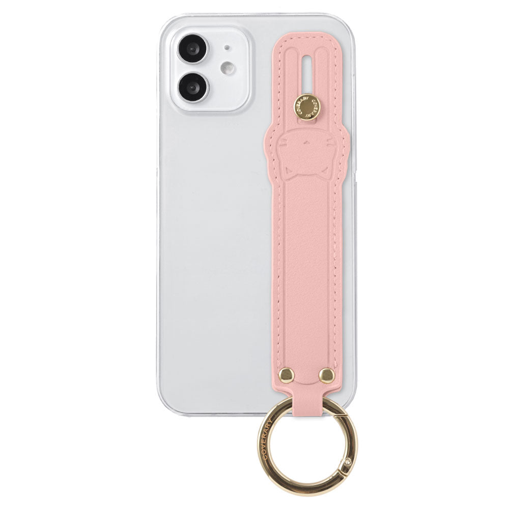 Clear case smooth fabric muted color with cat hand belt back case Galaxy series