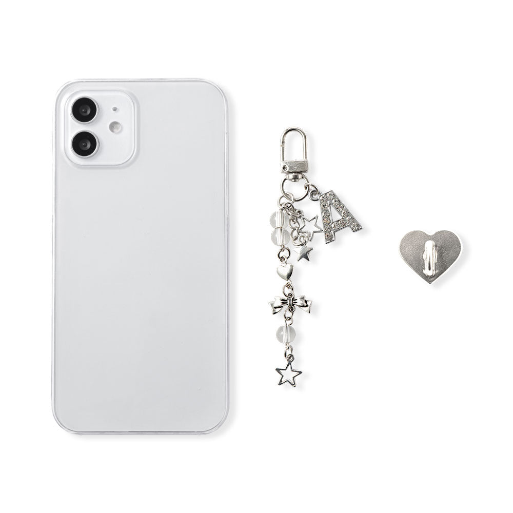 Coque transparente avec initiale, base de breloque avec 2 breloques, coque arrière pour la série AQUOS