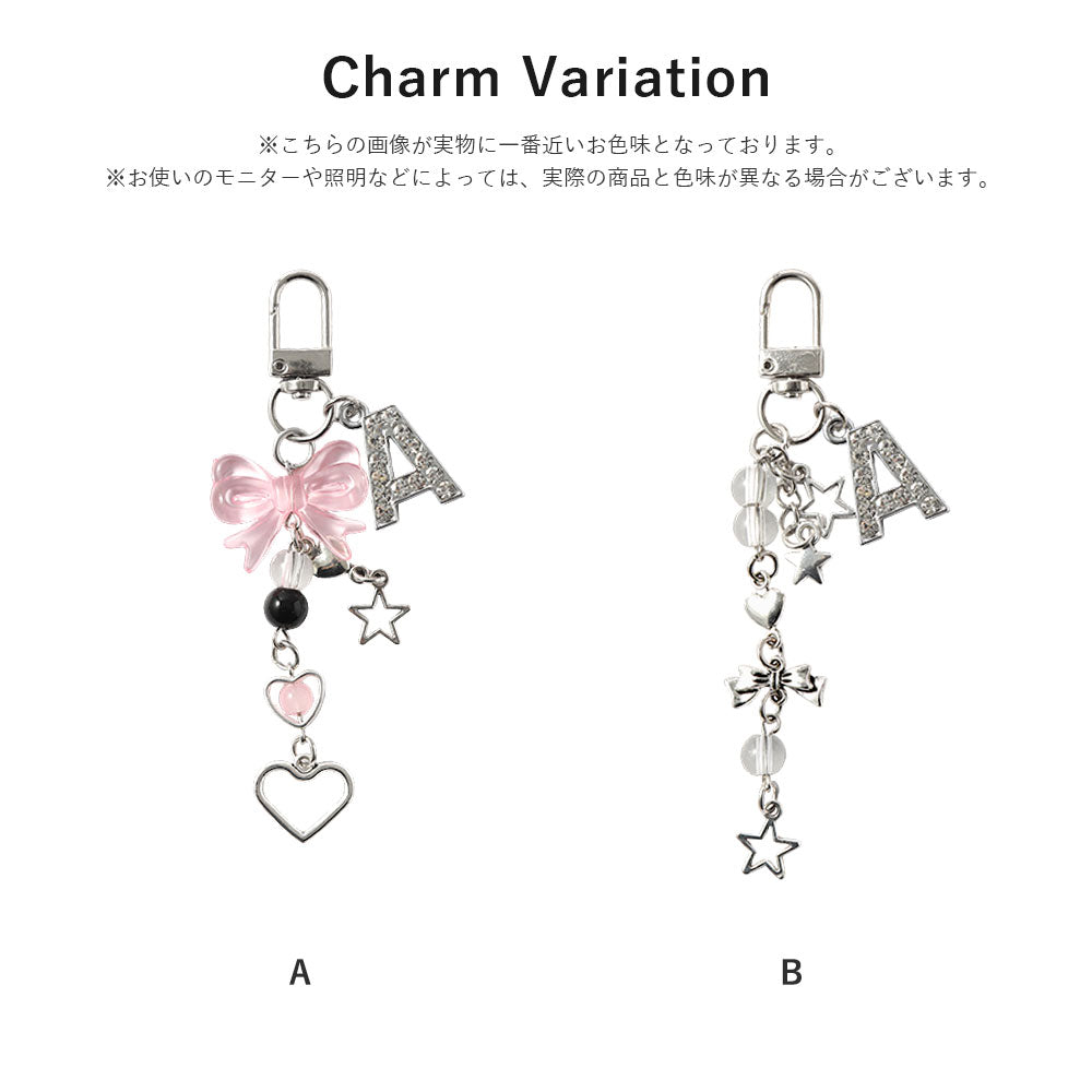 クリアケース イニシャル チャームベース付きチャーム2 背面ケース Galaxyシリーズ