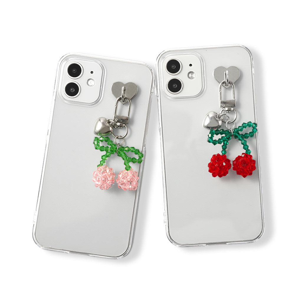 クリアケース さくらんぼチャーム 背面ケース