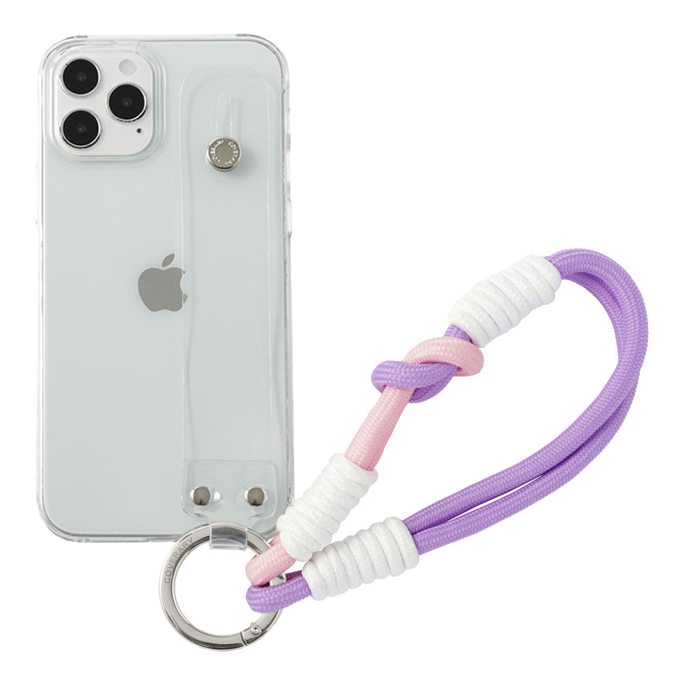 クリアケース カラフルハンドストラップ＆ハンドベルト付き 背面ケース iPhoneシリーズ