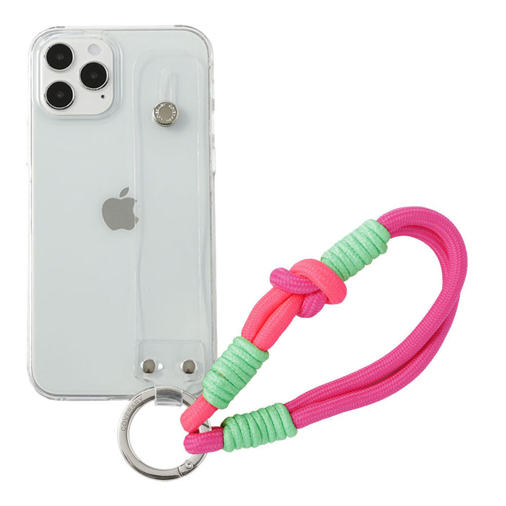 Coque transparente avec sangle colorée pour main et ceinture pour main, coque arrière pour la série Xperia