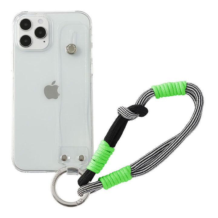 クリアケース カラフルハンドストラップ＆ハンドベルト付き 背面ケース iPhoneシリーズ
