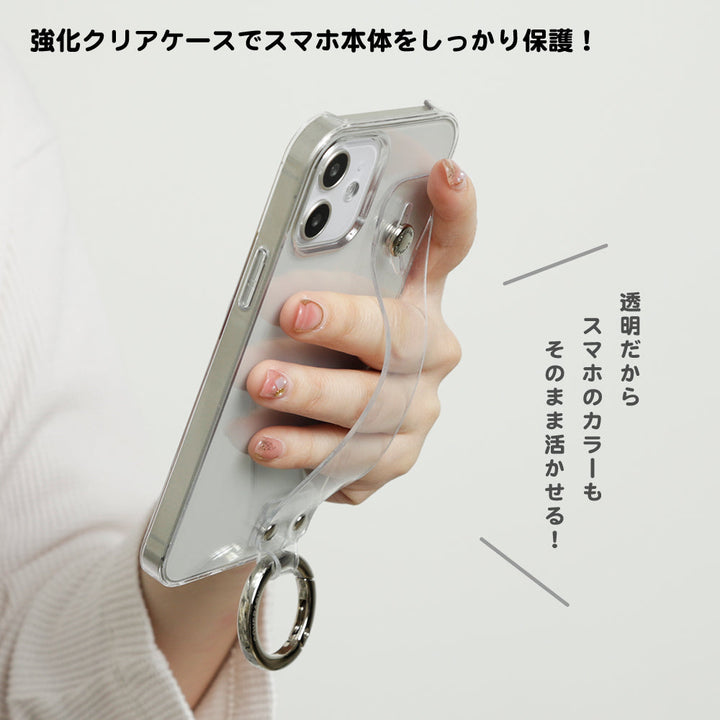 クリアケース ハンドベルト付き 背面ケース Galaxyシリーズ