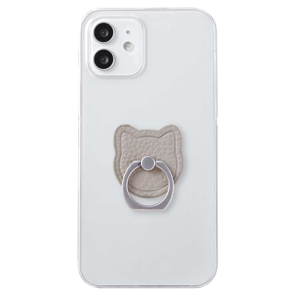 Étui transparent en cuir végétalien texturé couleur poussiéreuse avec anneau pour smartphone motif chat pour la série Google Pixel