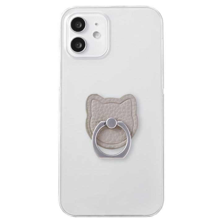 Étui transparent en cuir végétalien texturé couleur poussiéreuse avec anneau pour smartphone motif chat pour la série Google Pixel