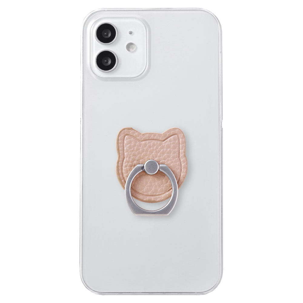 Étui transparent en cuir végétalien texturé couleur poussiéreuse avec anneau pour smartphone motif chat pour la série Google Pixel