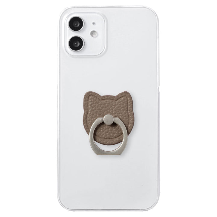 Clear Case Vegan Leather Grain Process Cat Smartphone Ring Attached Back Case Google Pixel Series