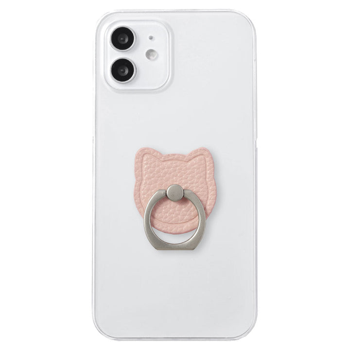 Coque transparente en cuir végan grainé avec anneau pour smartphone motif chat pour la série Xperia