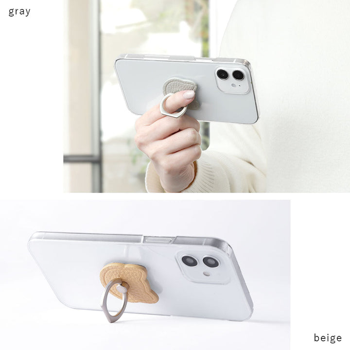 Clear Case Vegan Leather Grain Process Cat Smartphone Ring Attached Back Case Google Pixel Series
