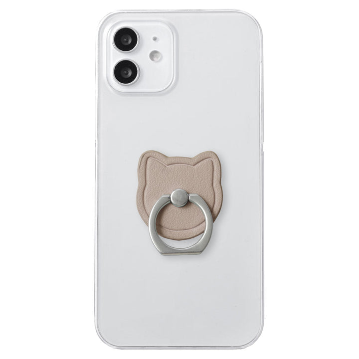 Étui transparent en cuir végan tissu lisse couleur terne avec anneau pour smartphone motif chat coque arrière série AQUOS