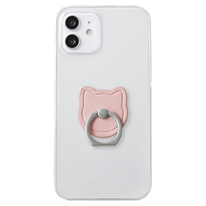 Étui transparent en cuir végan tissu lisse couleur terne avec anneau pour smartphone motif chat coque arrière série AQUOS