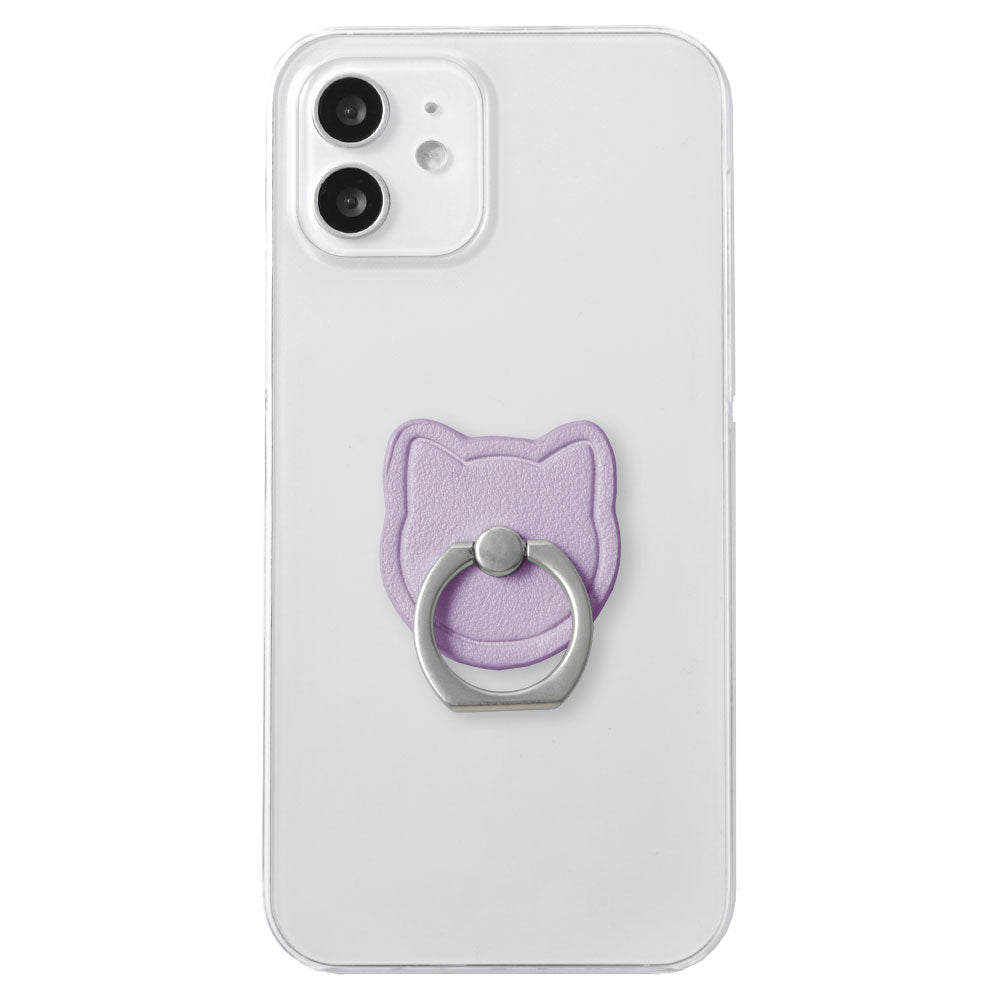 Étui transparent en cuir végan tissu lisse couleur terne avec anneau pour smartphone motif chat coque arrière série AQUOS