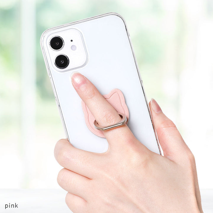 Étui transparent en cuir végan tissu lisse couleur terne avec anneau pour smartphone motif chat coque arrière série AQUOS