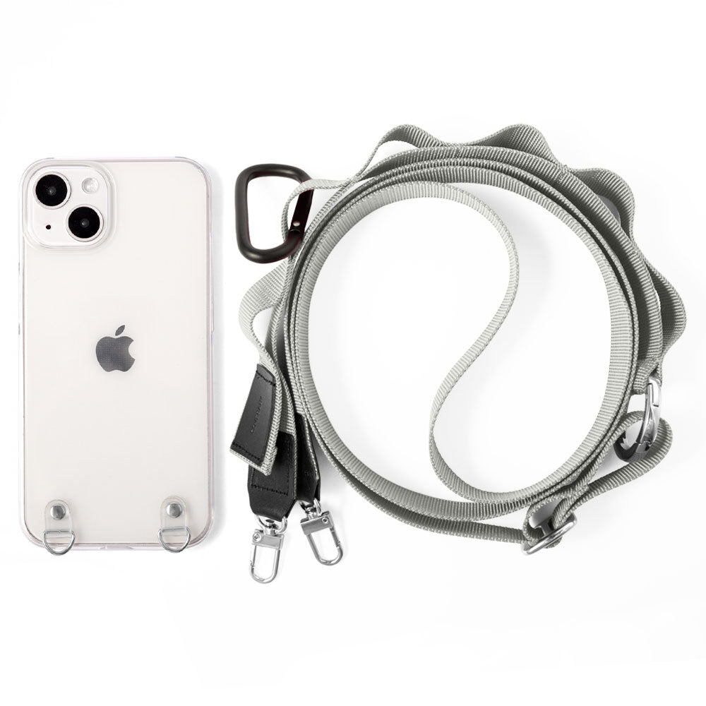 Clear case with daisy chain and shoulder strap, back case for iPhone series