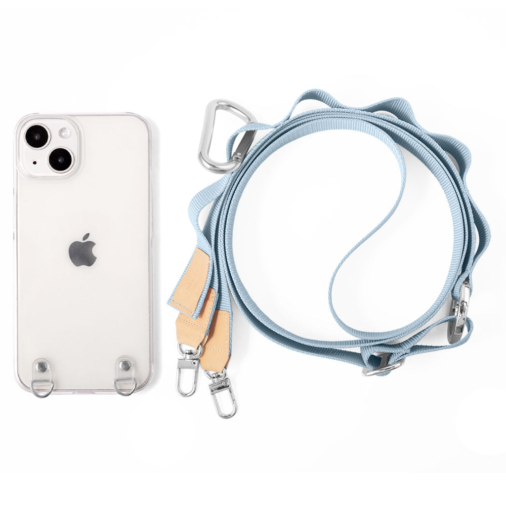 Coque transparente avec chaîne marguerite et bandoulière, coque arrière pour la série Xperia