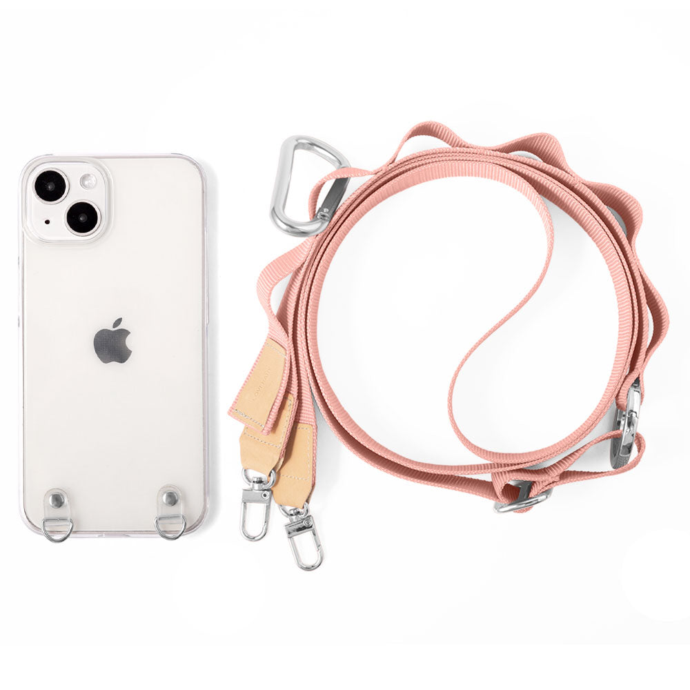 Coque transparente avec chaîne marguerite et bandoulière, coque arrière pour la série Xperia