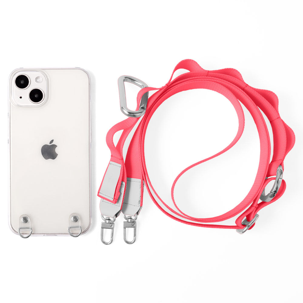 Coque transparente avec chaîne marguerite et bandoulière, coque arrière pour la série Xperia